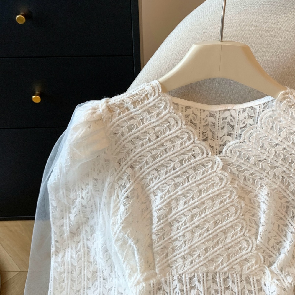 Lady slim puff sleeve tops autumn tender temperament shirts