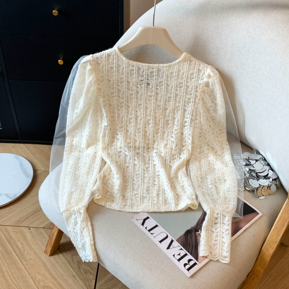 Lady slim puff sleeve tops autumn tender temperament shirts