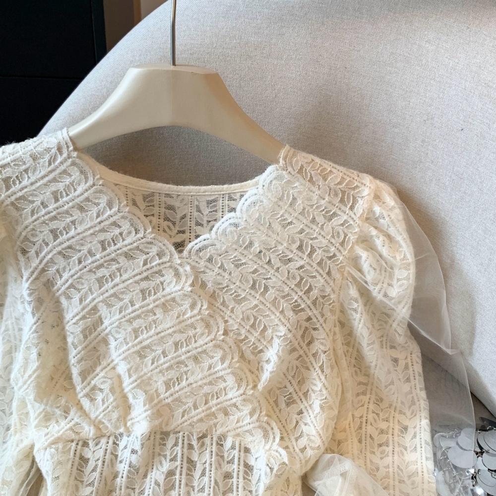 Lady slim puff sleeve tops autumn tender temperament shirts