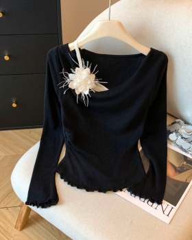 Knitted lazy tops long sleeve stereoscopic bottoming shirt