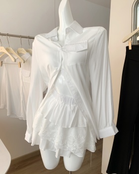 White autumn lazy shirt 2pcs set