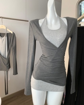 Lazy sling dress Korean style knitted cardigan a set
