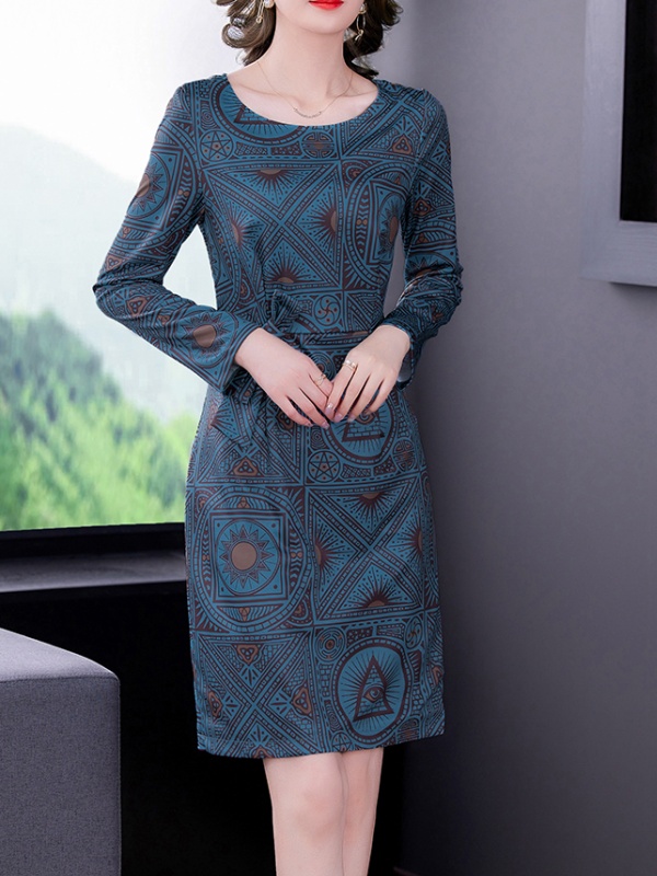 Spring and autumn long sleeve long dress flax dress for women