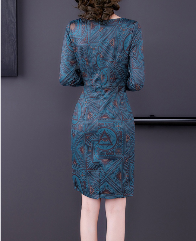 Spring and autumn long sleeve long dress flax dress for women