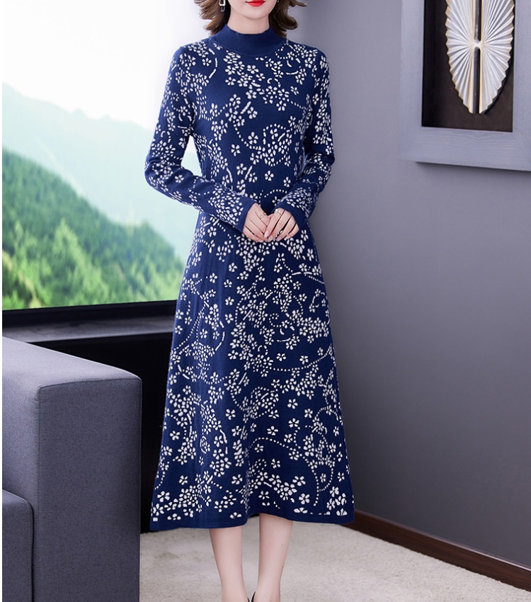 Spring and autumn sweater dress half high collar dress