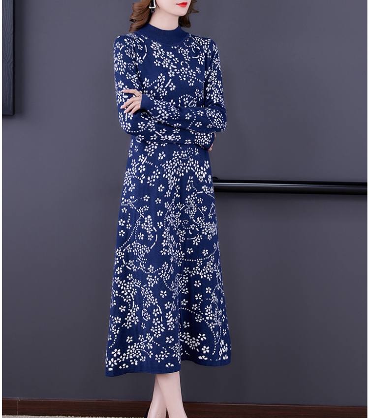 Spring and autumn sweater dress half high collar dress