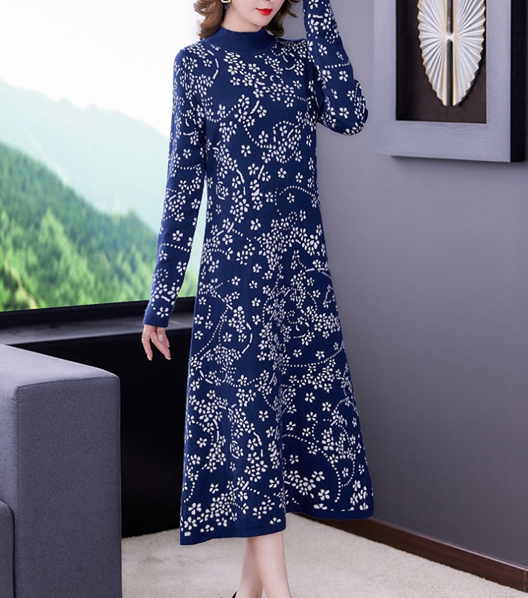 Spring and autumn sweater dress half high collar dress