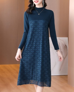 Autumn and winter knitted sweater dress thick dress for women