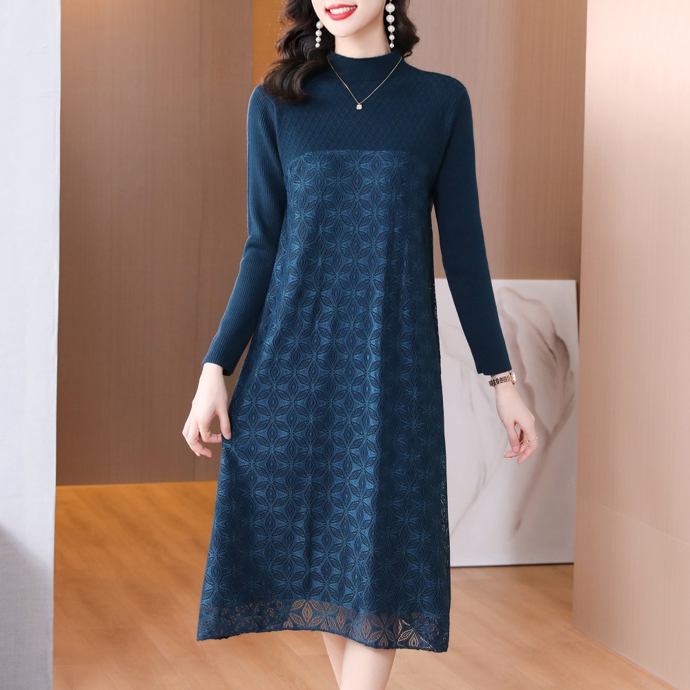 Autumn and winter knitted sweater dress thick dress for women