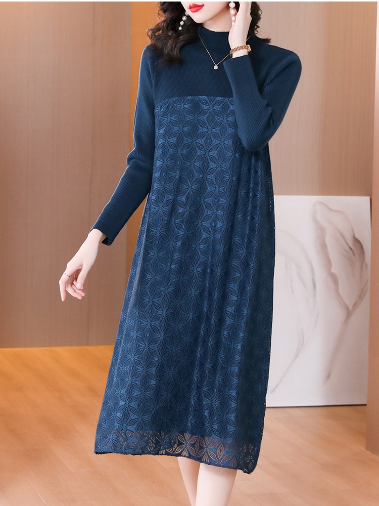 Autumn and winter knitted sweater dress thick dress for women