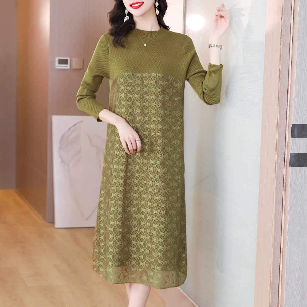 Exceed knee thick sweater dress autumn and winter dress
