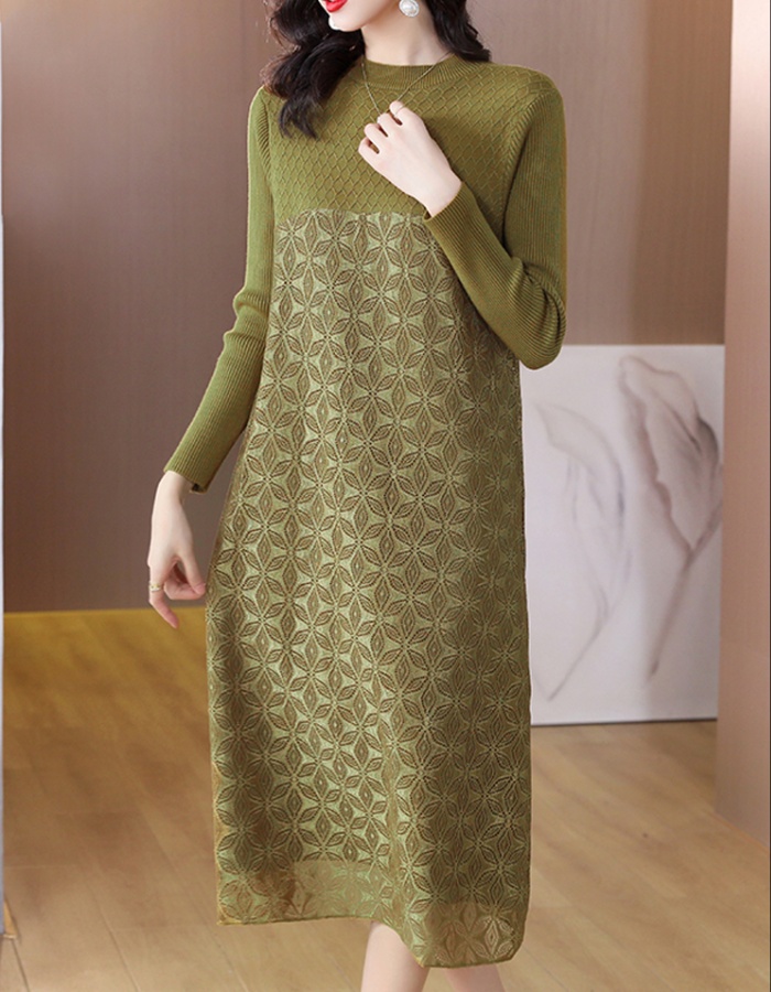 Exceed knee thick sweater dress autumn and winter dress