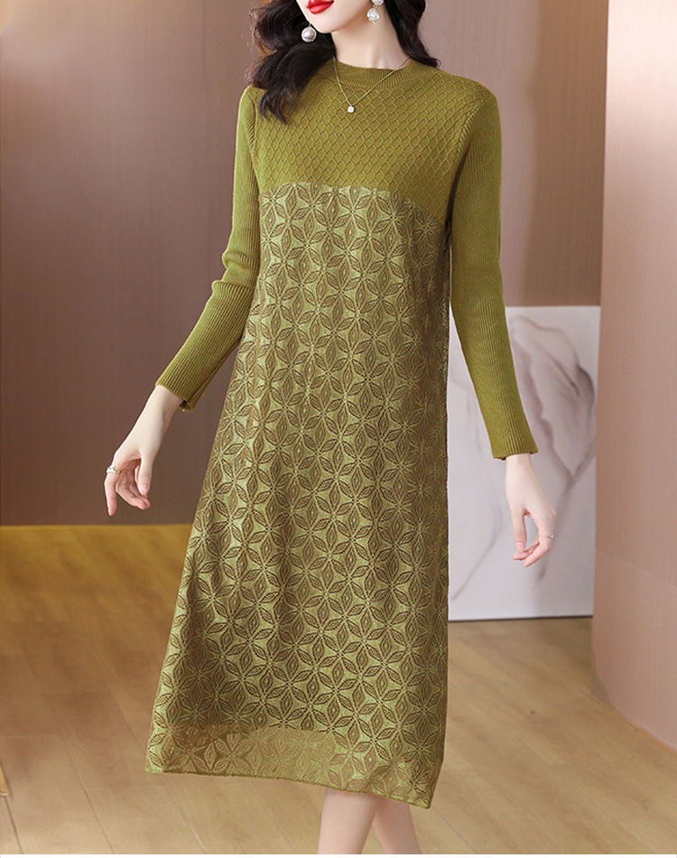 Exceed knee thick sweater dress autumn and winter dress