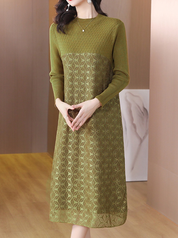 Exceed knee thick sweater dress autumn and winter dress