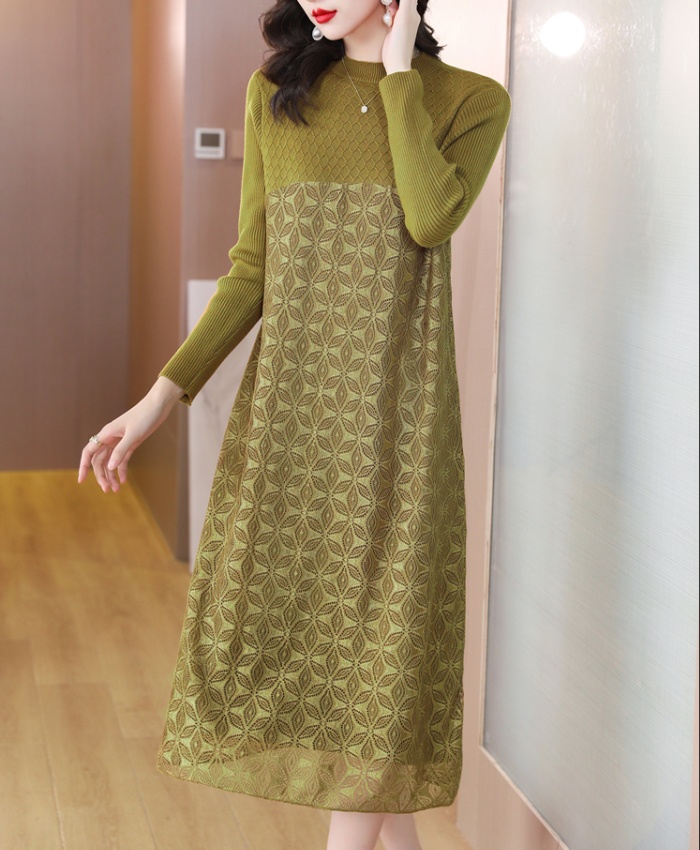 Exceed knee thick sweater dress autumn and winter dress