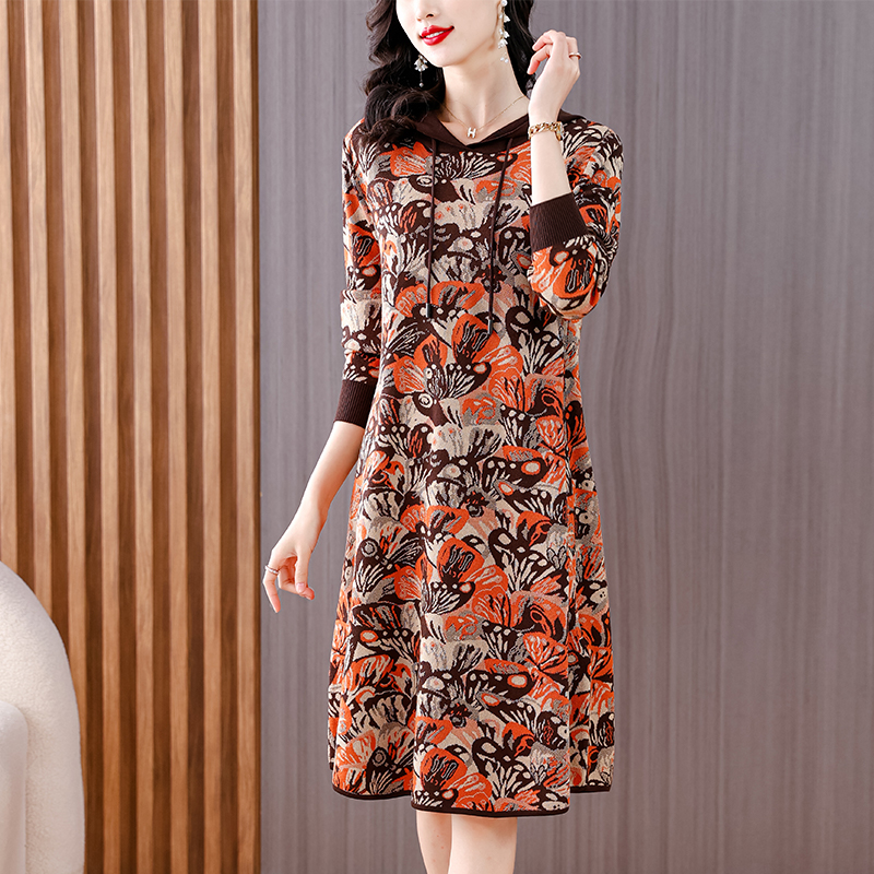Hooded dress sweater for women