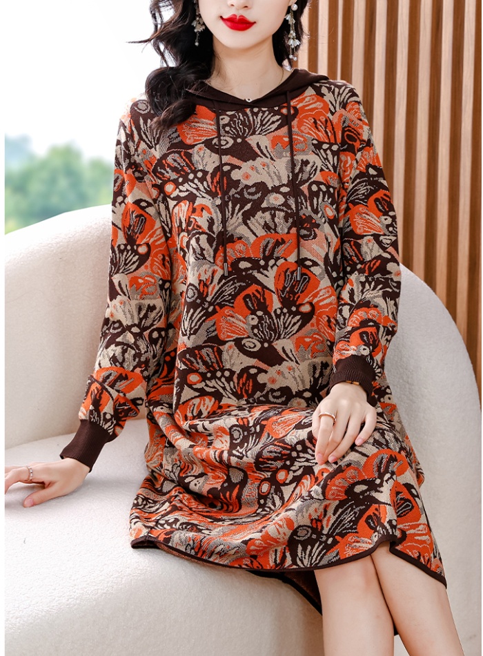 Hooded dress sweater for women