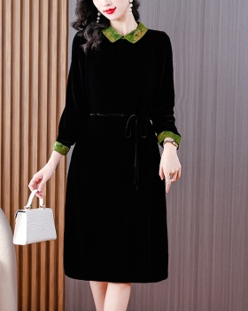 Velvet golden velvet slim dress for women
