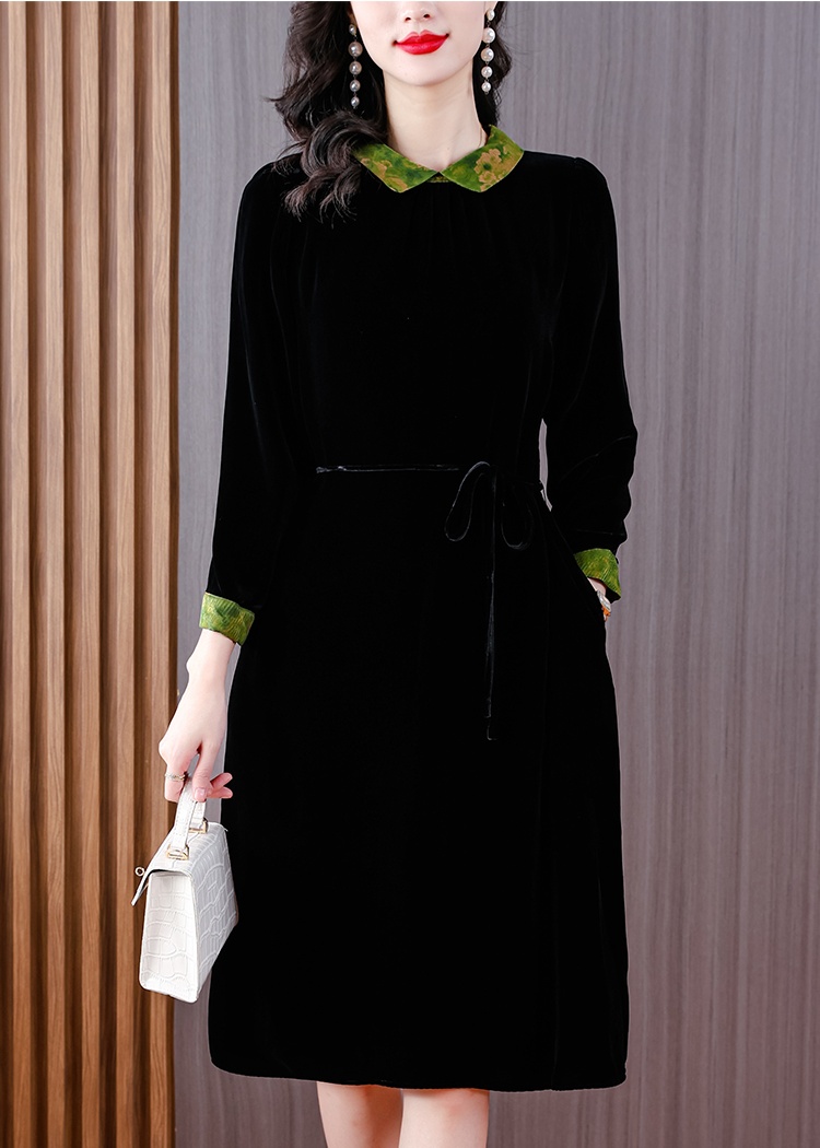 Velvet golden velvet slim dress for women
