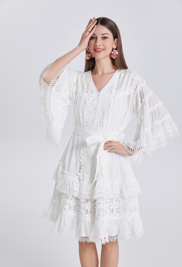 Ladies slim retro autumn France style lace dress