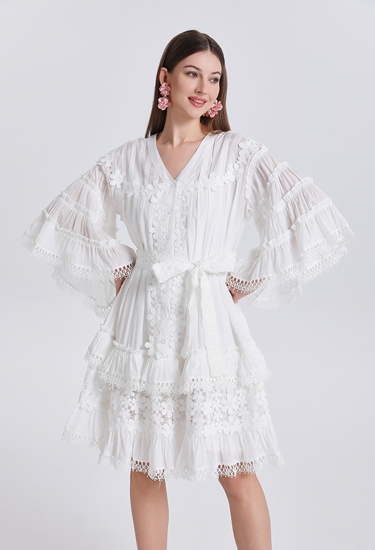 Ladies slim retro autumn France style lace dress