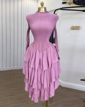 High waist slim summer long European style dress for women