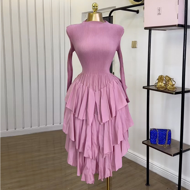 High waist slim summer long European style dress for women