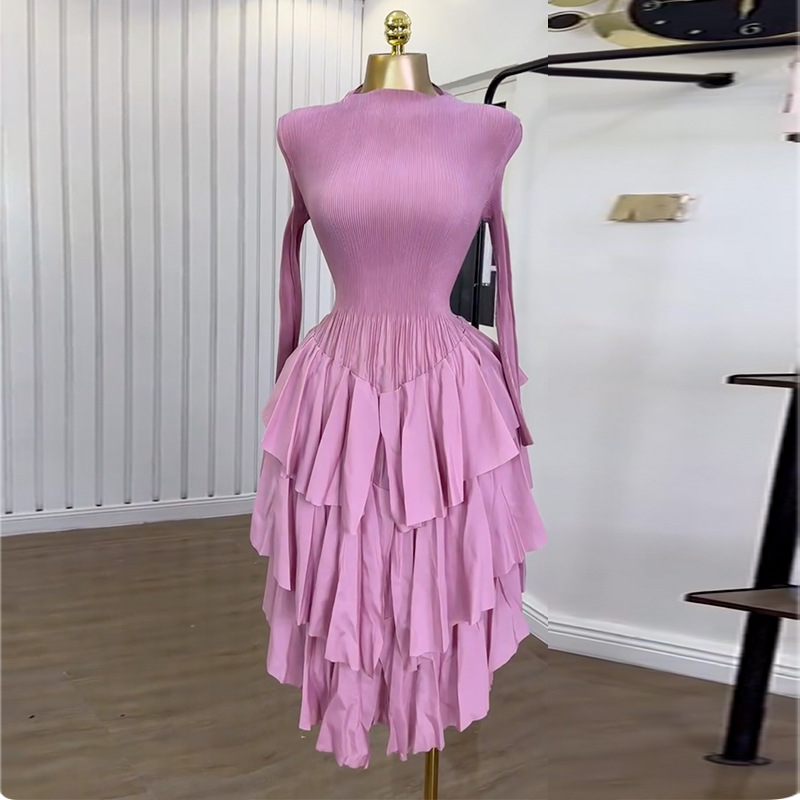 High waist slim summer long European style dress for women
