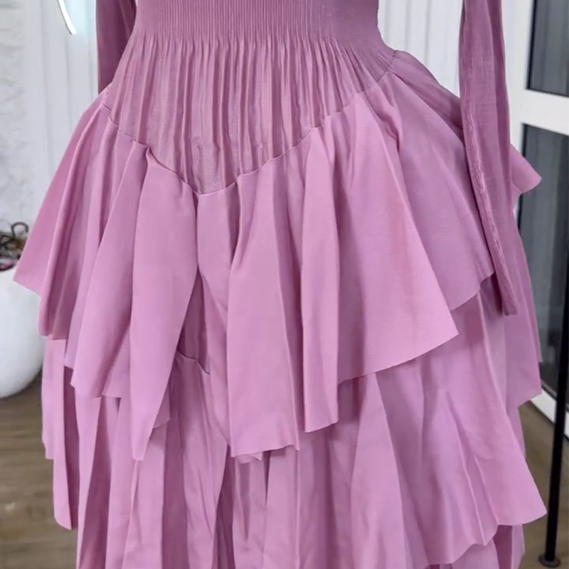 High waist slim summer long European style dress for women