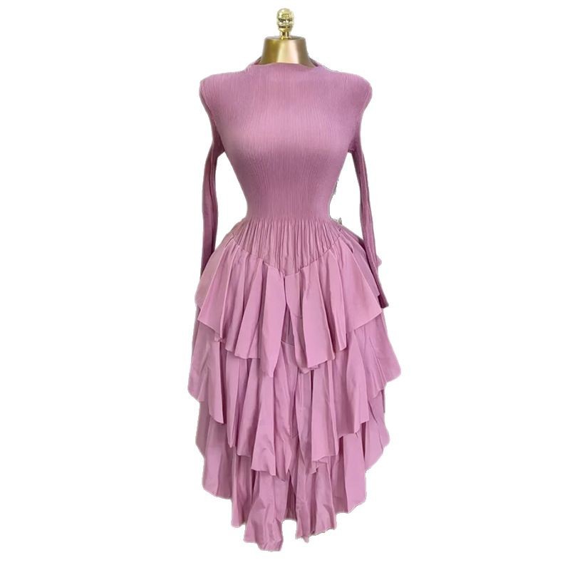 High waist slim summer long European style dress for women