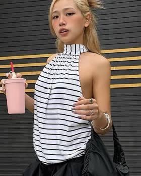 Spicegirl stripe frenum halter sexy vest for women