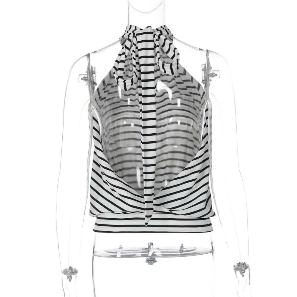 Spicegirl stripe frenum halter sexy vest for women