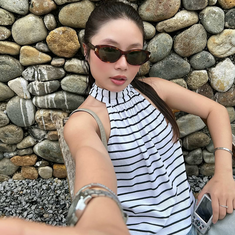 Spicegirl stripe frenum halter sexy vest for women