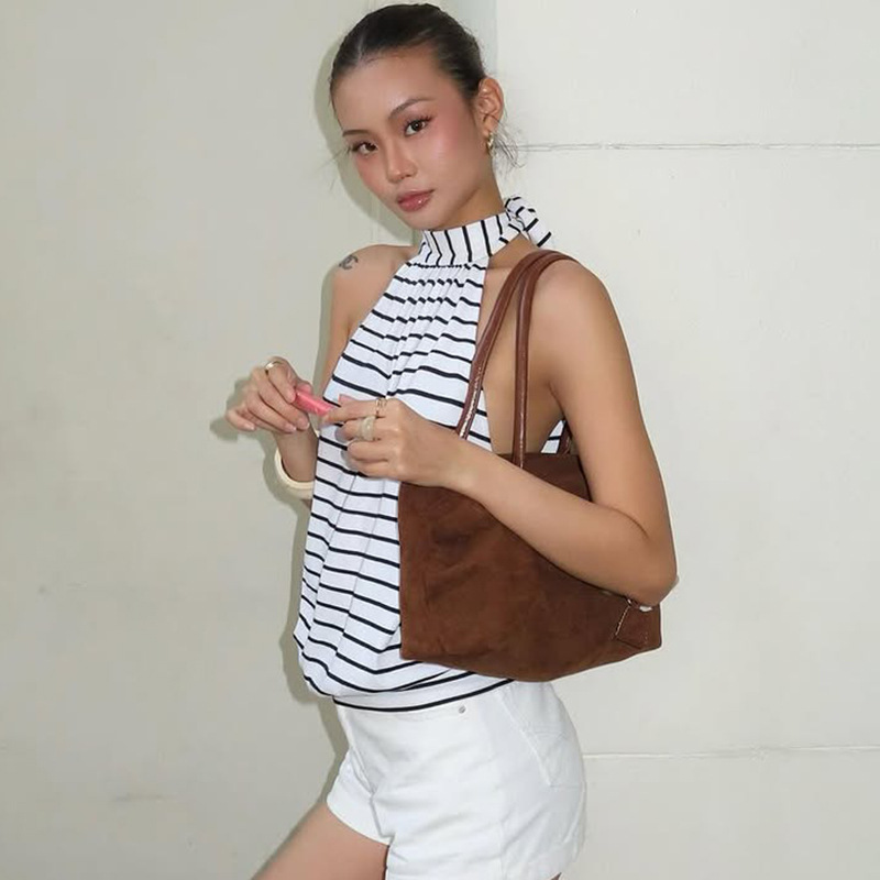 Spicegirl stripe frenum halter sexy vest for women