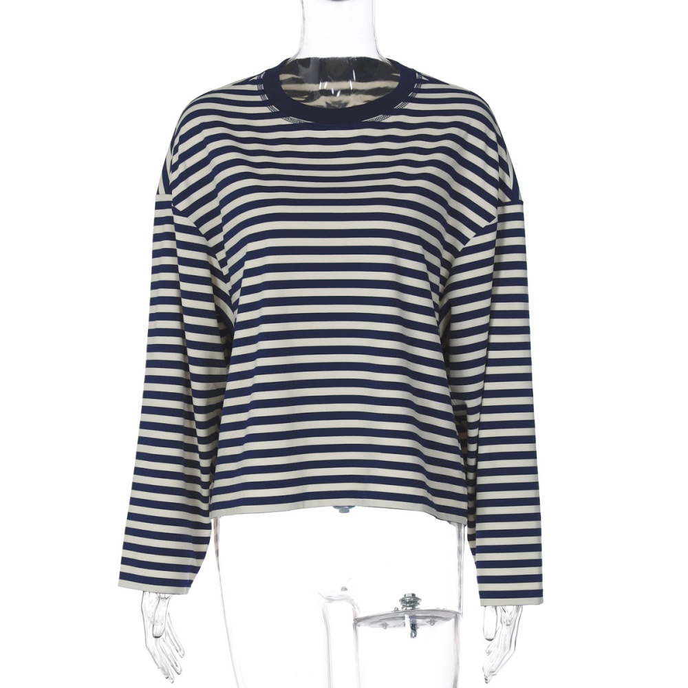 Mixed colors stripe tops fashion loose T-shirt for women