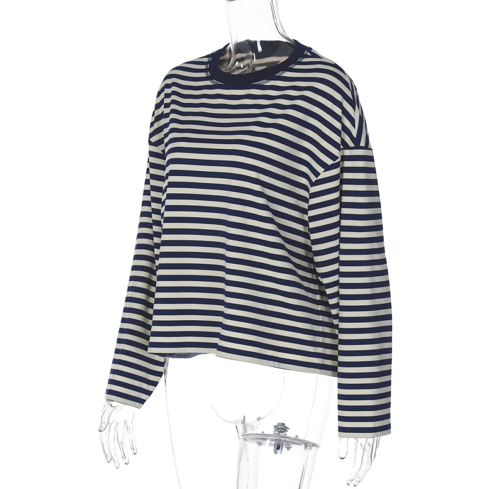 Mixed colors stripe tops fashion loose T-shirt for women