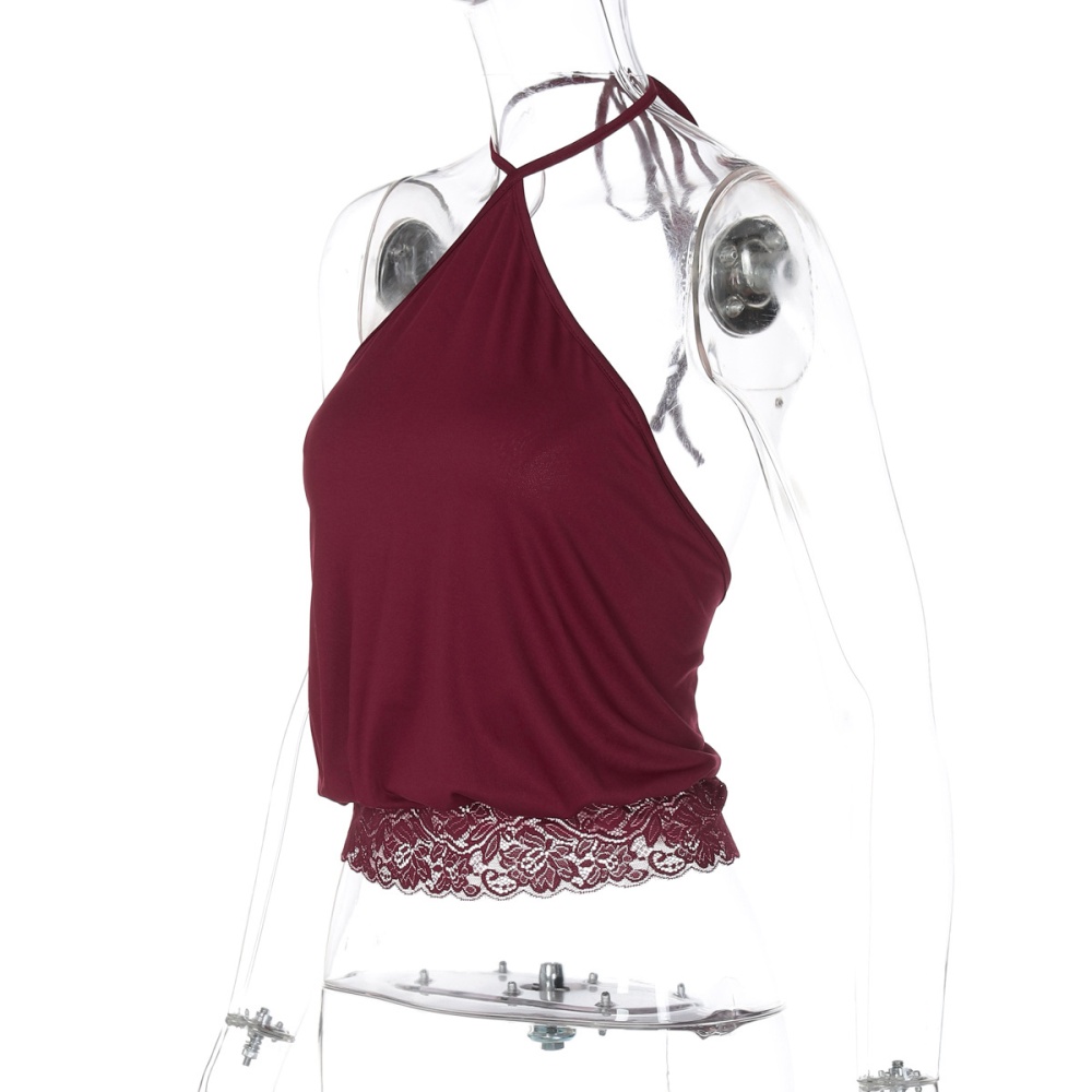 Autumn splice frenum sexy lace halter vest for women