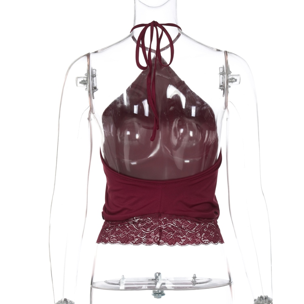 Autumn splice frenum sexy lace halter vest for women