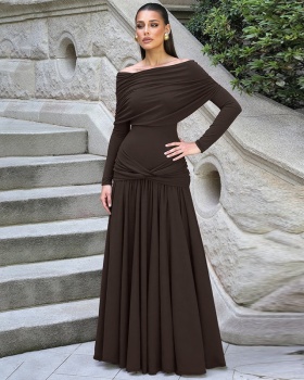 Horizontal collar France style dress for women