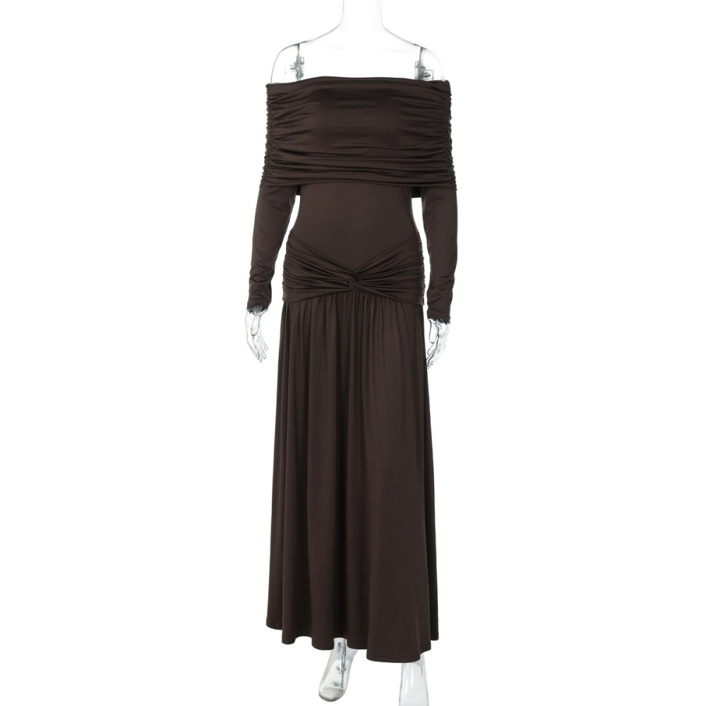 Horizontal collar France style dress for women