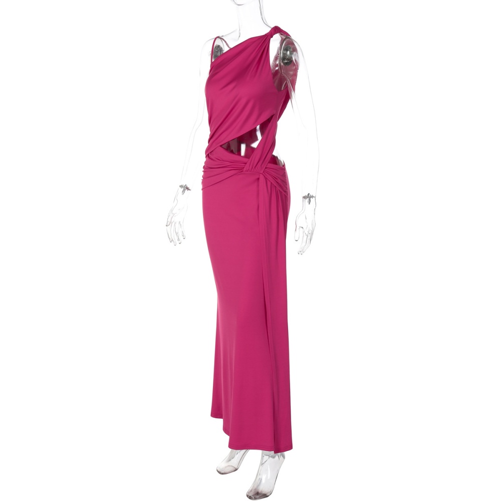 Oblique collar shoulder France style dress for women