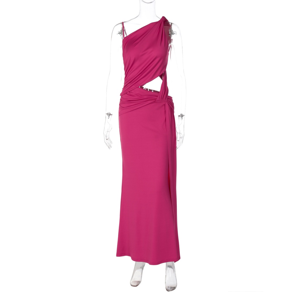 Oblique collar shoulder France style dress for women
