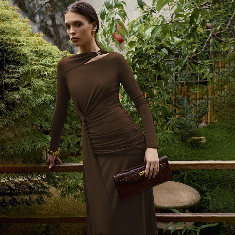 Fold slim France style autumn dress for women