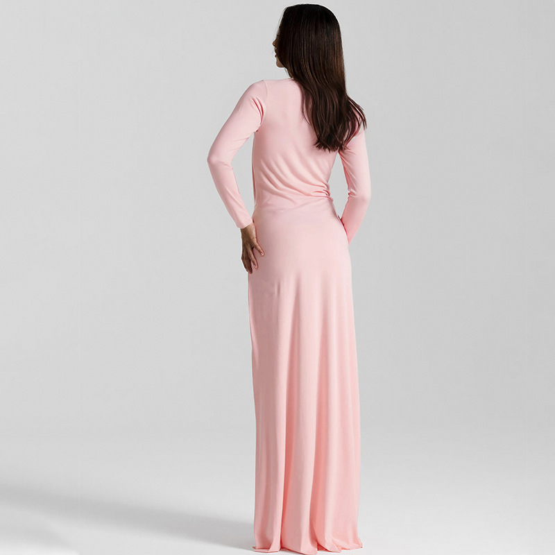 Long sleeve fashion V-neck high split sexy dress for women