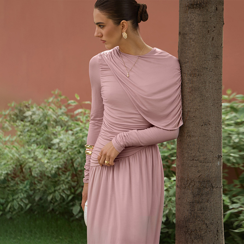 Autumn pinched waist fashion dress for women