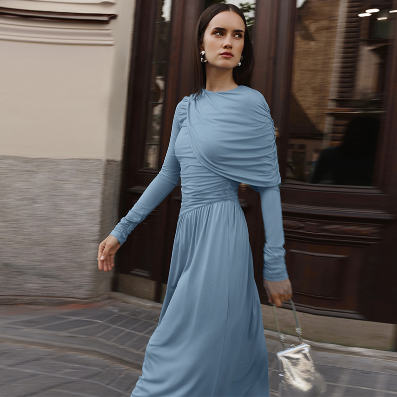 Autumn pinched waist fashion dress for women