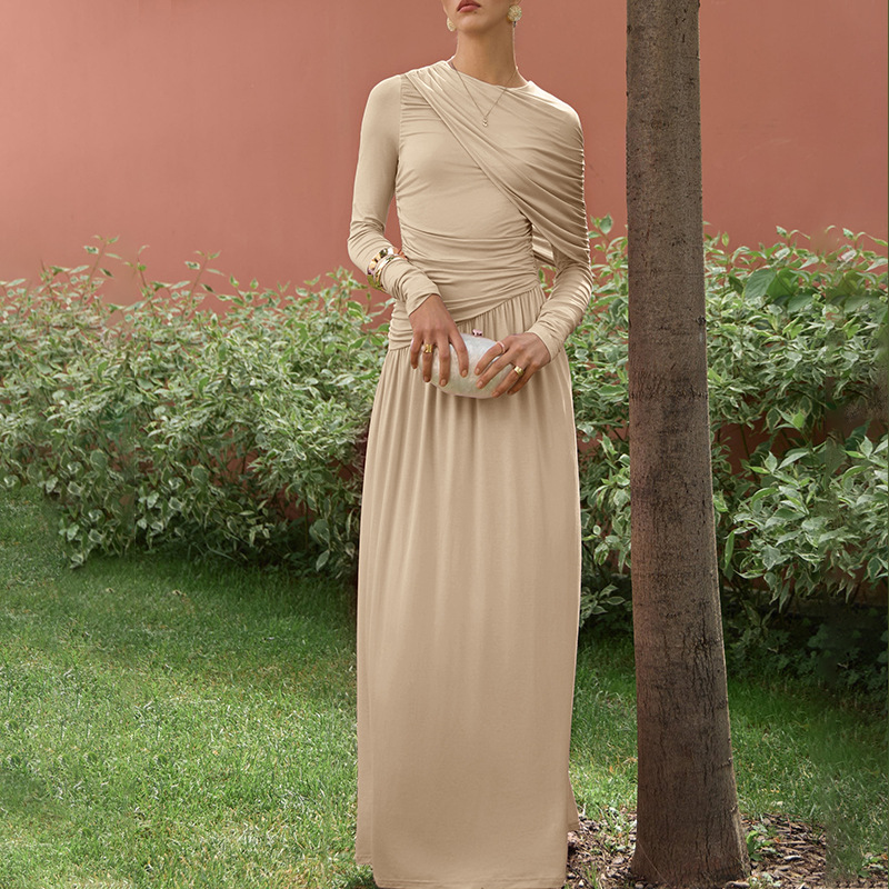 Autumn pinched waist fashion dress for women