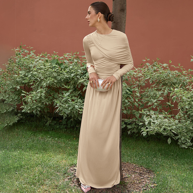 Autumn pinched waist fashion dress for women