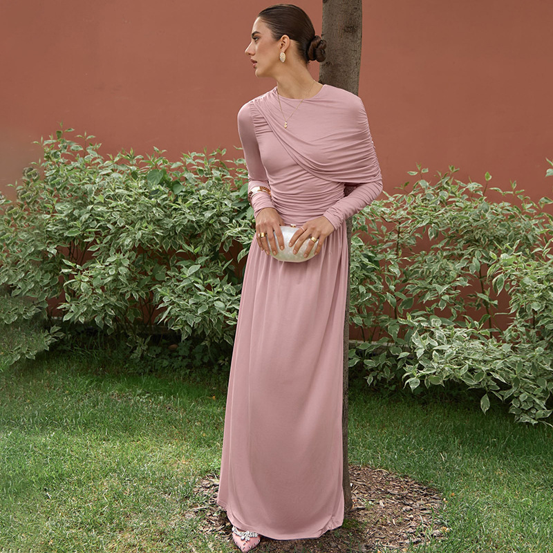Autumn pinched waist fashion dress for women
