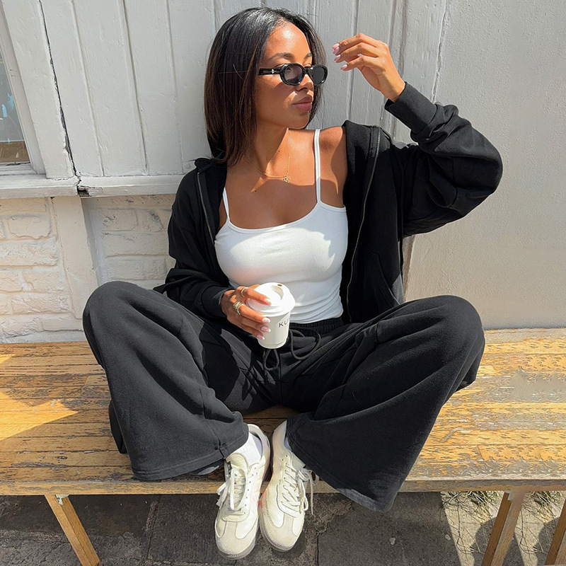 Drawstring Casual pure autumn fashion long pants for women